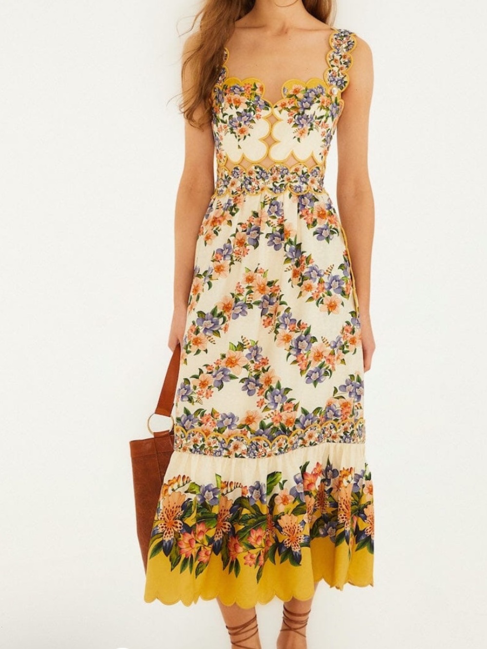 Farm Rio Sand Hilo Stripes Midi Dress
